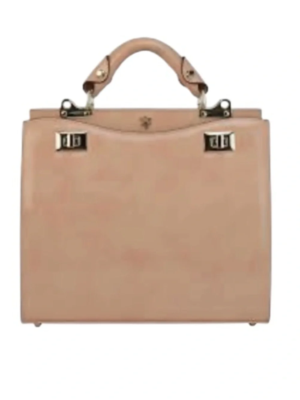 Classic Woman’s Tan Camel Color Made In Italy Leather Top-Handle Purse Briefcase